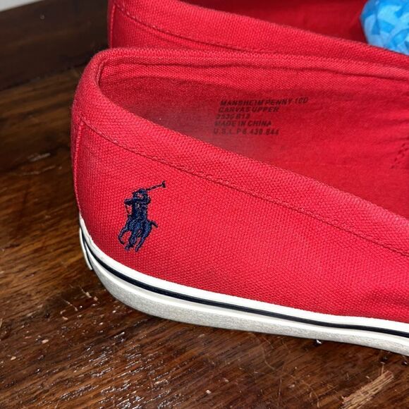 Mens Mansheim Model Polo by Ralph Lauren Cotton Pony Red Loafers slip on shoes main image 9